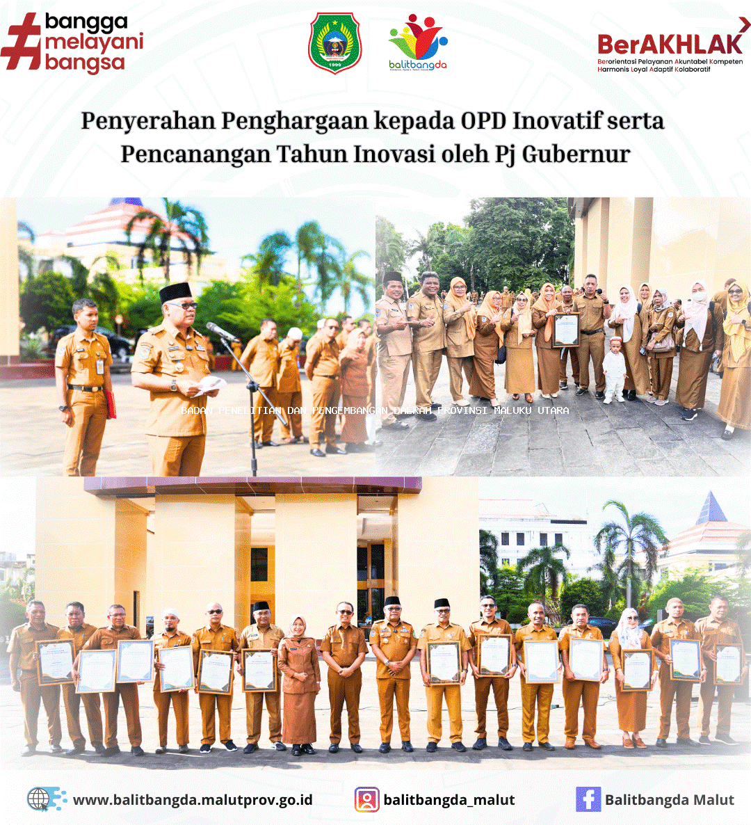 Penyerahan Penghargaan kepada OPD Inovatif serta Pencanangan Tahun Inovasi oleh Pj Gubernur